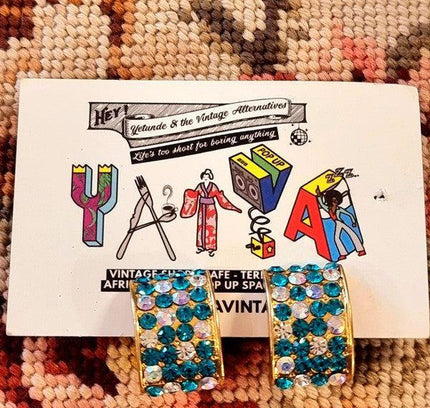 Vintage 80's Rectangle Clip - On Earrings - Yatva