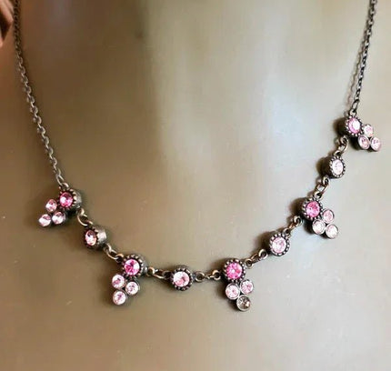 Vintage 80's Rhinestone Chain Necklace - Yatva