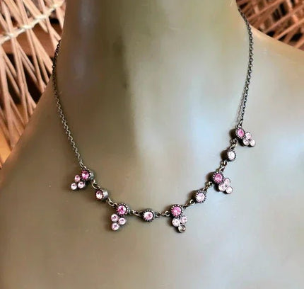 Vintage 80's Rhinestone Chain Necklace - Yatva