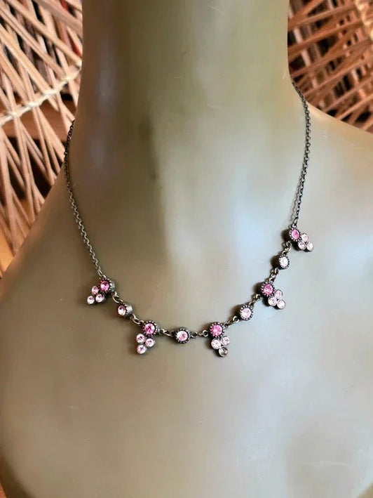 Vintage 80's Rhinestone Chain Necklace - Yatva