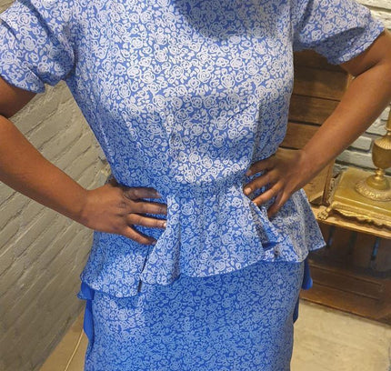 Vintage 80's Silk Peplum Dress - Yatva