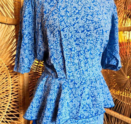 Vintage 80's Silk Peplum Dress - Yatva