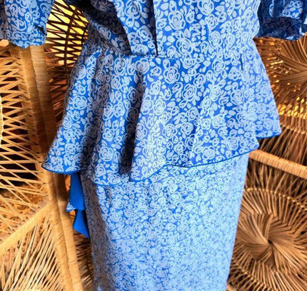Vintage 80's Silk Peplum Dress - Yatva