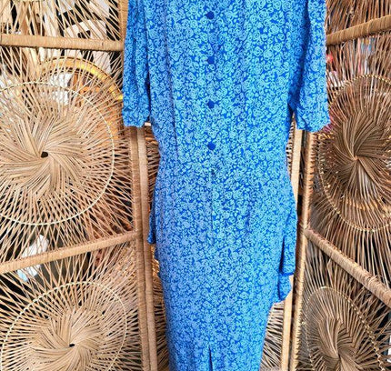 Vintage 80's Silk Peplum Dress - Yatva