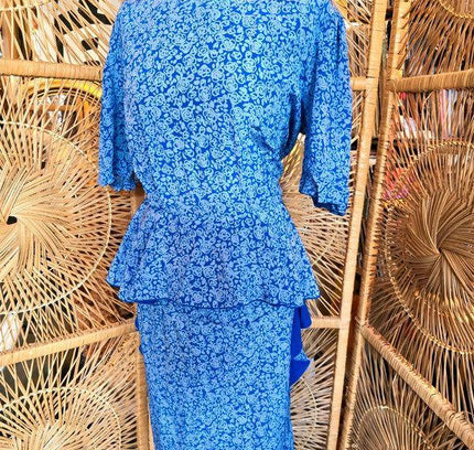 Vintage 80's Silk Peplum Dress - Yatva