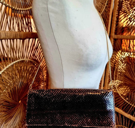 Vintage 80s Snakeskin Shoulder / Clutch bag - Yatva