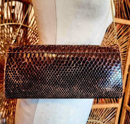 Vintage 80s Snakeskin Shoulder / Clutch bag - Yatva