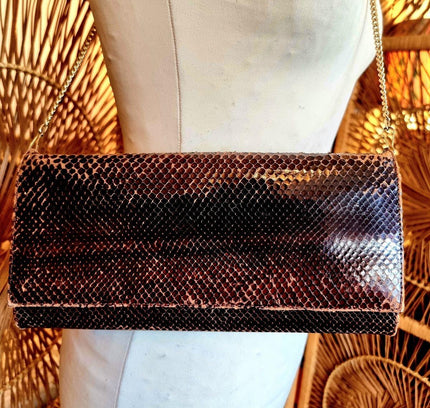Vintage 80s Snakeskin Shoulder / Clutch bag - Yatva