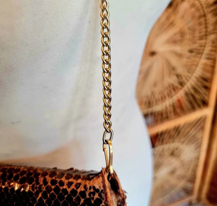 Vintage 80s Snakeskin Shoulder / Clutch bag - Yatva