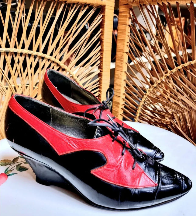 Vintage 80's Splitz Wedge Shoes - Yatva