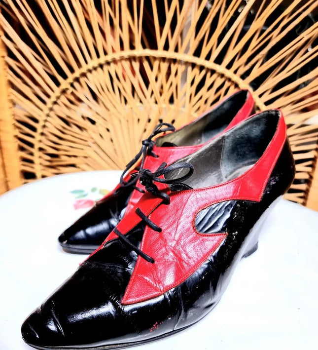 Vintage 80's Splitz Wedge Shoes - Yatva