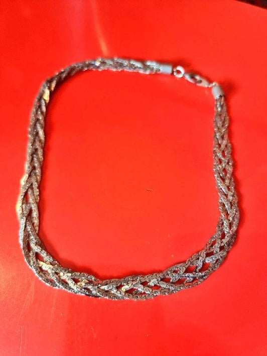 Vintage 80s Sterling Silver Braided Necklace - Yatva