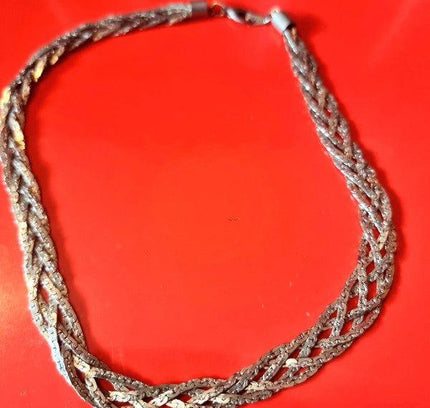 Vintage 80s Sterling Silver Braided Necklace - Yatva