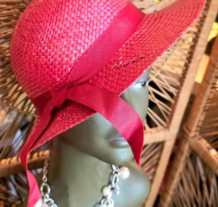 Vintage 80's Straw Sun Hat - Yatva