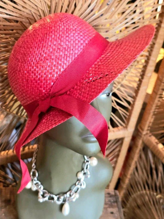 Vintage 80's Straw Sun Hat - Yatva