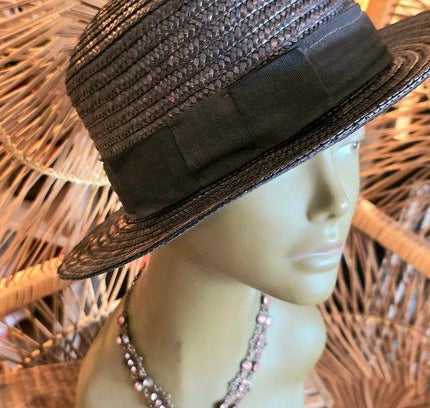 Vintage 80s Straw Sun Hat - Yatva