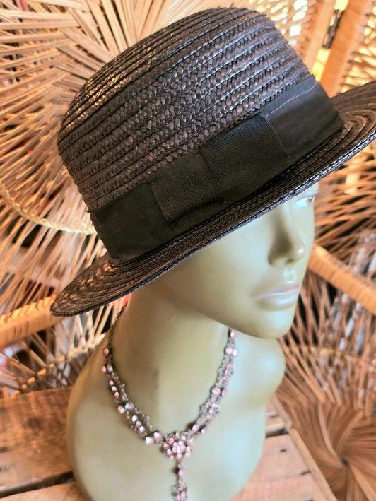 Vintage 80s Straw Sun Hat - Yatva