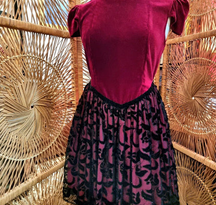 Vintage 80s Velvet Party Dress - Yatva