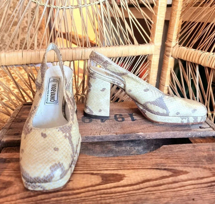 Vintage 80s Vigevano Slingback Shoes - Yatva