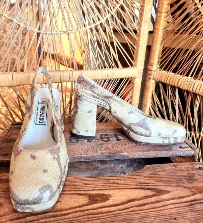 Vintage 80s Vigevano Slingback Shoes - Yatva