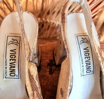 Vintage 80s Vigevano Slingback Shoes - Yatva