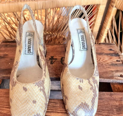 Vintage 80s Vigevano Slingback Shoes - Yatva