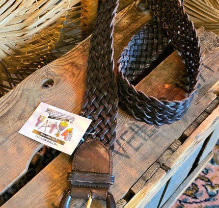 Vintage 80s Woven Leather Belt - Yatva