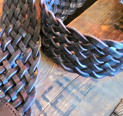 Vintage 80s Woven Leather Belt - Yatva