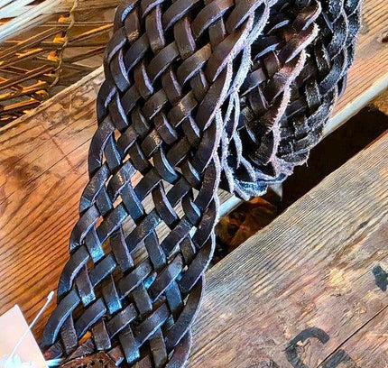 Vintage 80s Woven Leather Belt - Yatva