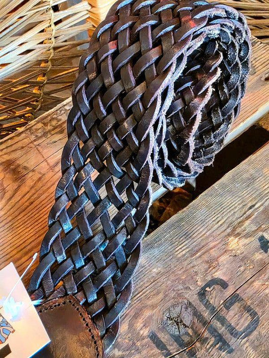 Vintage 80s Woven Leather Belt - Yatva