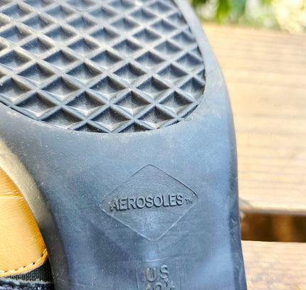 Vintage 90s AEROSOLES Asymmetric Leather Slingback Sandals Shoes - Yatva