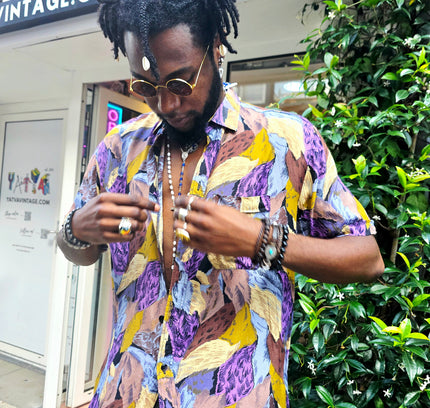 Vintage 90s Halonen Abstract Print Short Sleeve Button Up Shirt