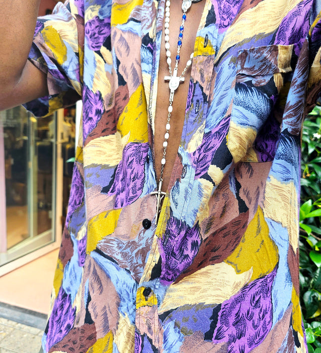 Vintage 90s Halonen Abstract Print Short Sleeve Button Up Shirt