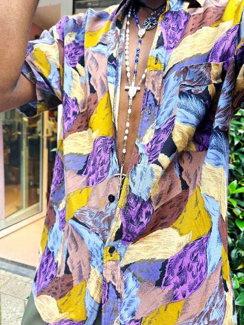 Vintage 90s Halonen Abstract Print Short Sleeve Button Up Shirt