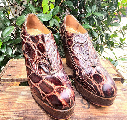 Vintage 90's Muxart Leather Wedge Shoes - Yatva