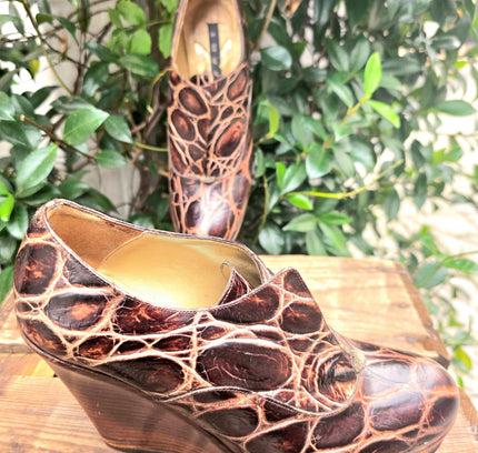 Vintage 90's Muxart Leather Wedge Shoes - Yatva