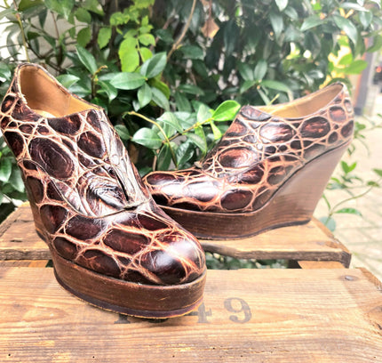 Vintage 90's Muxart Leather Wedge Shoes - Yatva