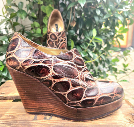 Vintage 90's Muxart Leather Wedge Shoes - Yatva