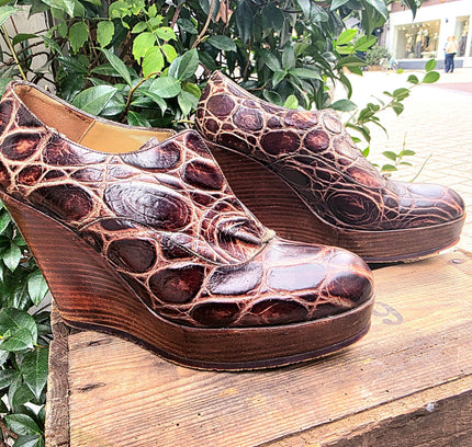 Vintage 90's Muxart Leather Wedge Shoes - Yatva