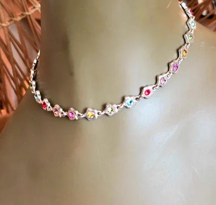 Vintage 90's Rhinestone Star Necklace - Yatva