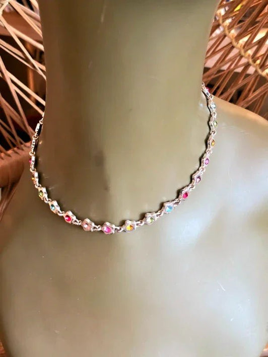 Vintage 90's Rhinestone Star Necklace - Yatva
