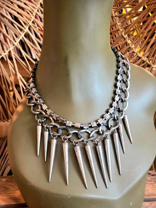 Vintage 90's Spike And Chain Necklace - Yatva