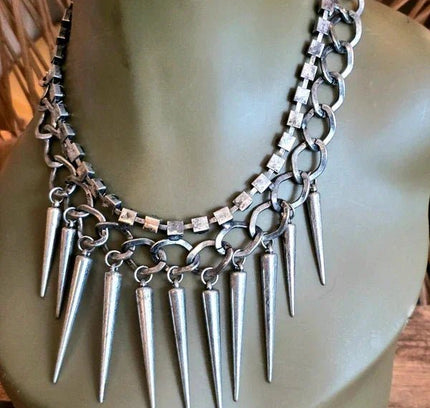 Vintage 90's Spike And Chain Necklace - Yatva