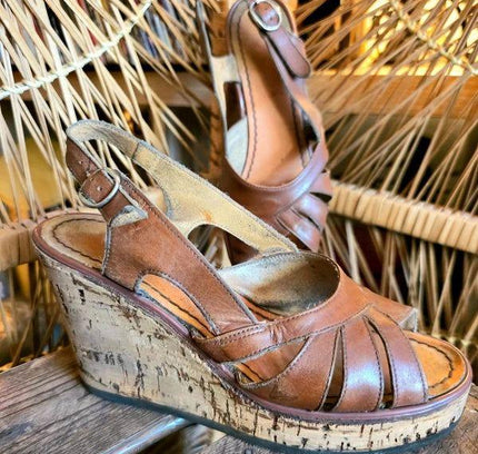 Vintage 90's Strappy Wedge Heels - Yatva
