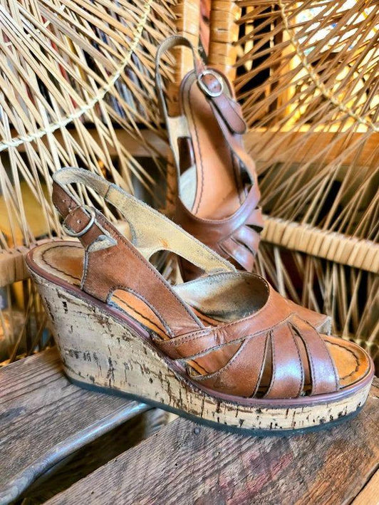 Vintage 90's Strappy Wedge Heels - Yatva