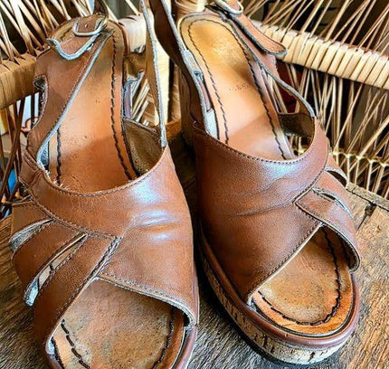 Vintage 90's Strappy Wedge Heels - Yatva