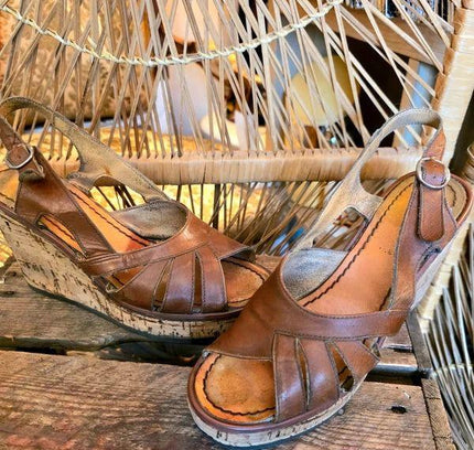 Vintage 90's Strappy Wedge Heels - Yatva