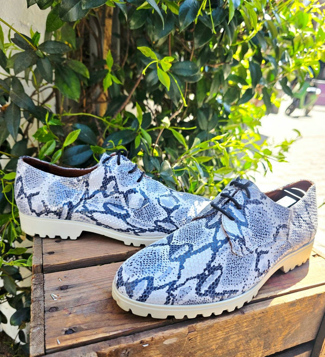 Vintage 90s / Y2K Cellini Snakeskin Leather Derby Shoes - Yatva