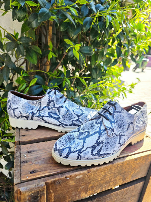 Vintage 90s / Y2K Cellini Snakeskin Leather Derby Shoes