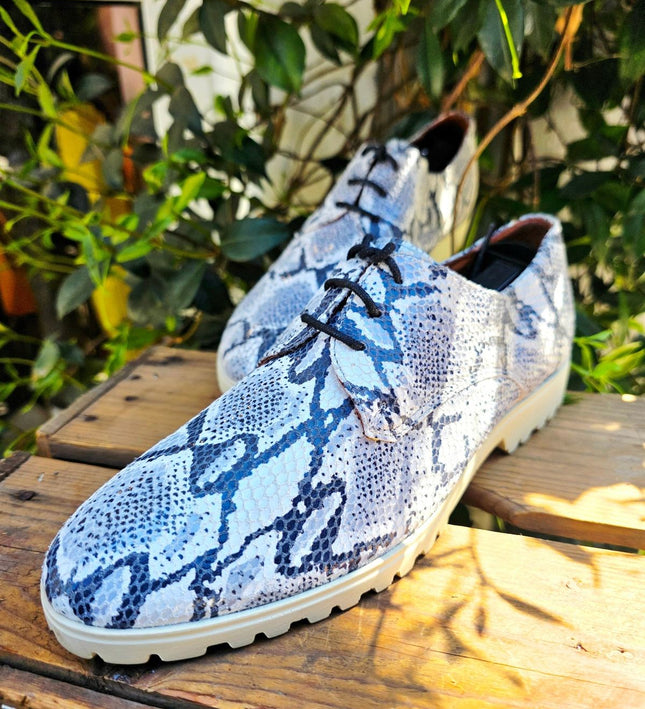 Vintage 90s / Y2K Cellini Snakeskin Leather Derby Shoes - Yatva